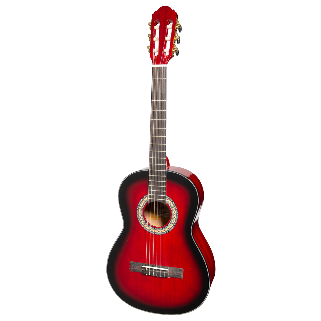 MC-SJ34GT-TWR-Martinez 'Slim Jim' G-Series 3/4 Size Classical Guitar with Built-in Tuner (Trans Wine Red-Gloss)-Living Music