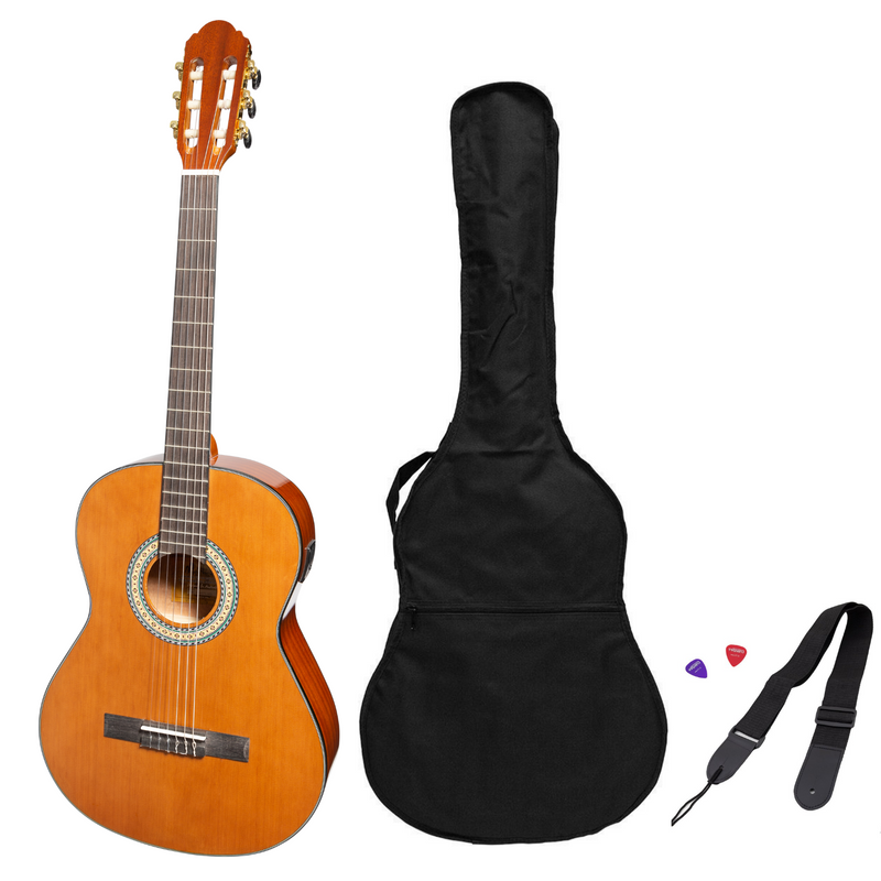 MP-SJ34GTL-NGL-Martinez 'Slim Jim' G-Series Left Handed 3/4 Size Student Classical Guitar Pack with Built In Tuner (Natural-Gloss)-Living Music