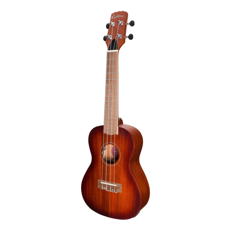 -Martinez 'Southern Belle 6 Series' Mahogany Solid Top Electric Concert Ukulele with Hard Case (Sunburst)-Living Music