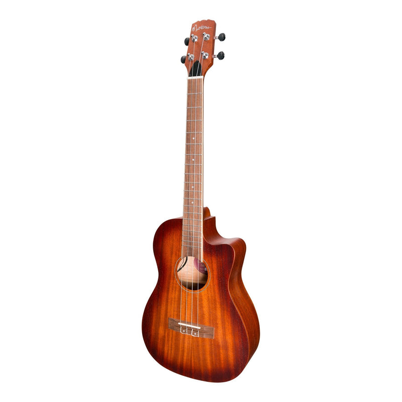 MSBB-6C-NST-Martinez 'Southern Belle 6 Series' Mahogany Solid Top Electric Cutaway Baritone Ukulele with Hard Case (Sunburst)-Living Music