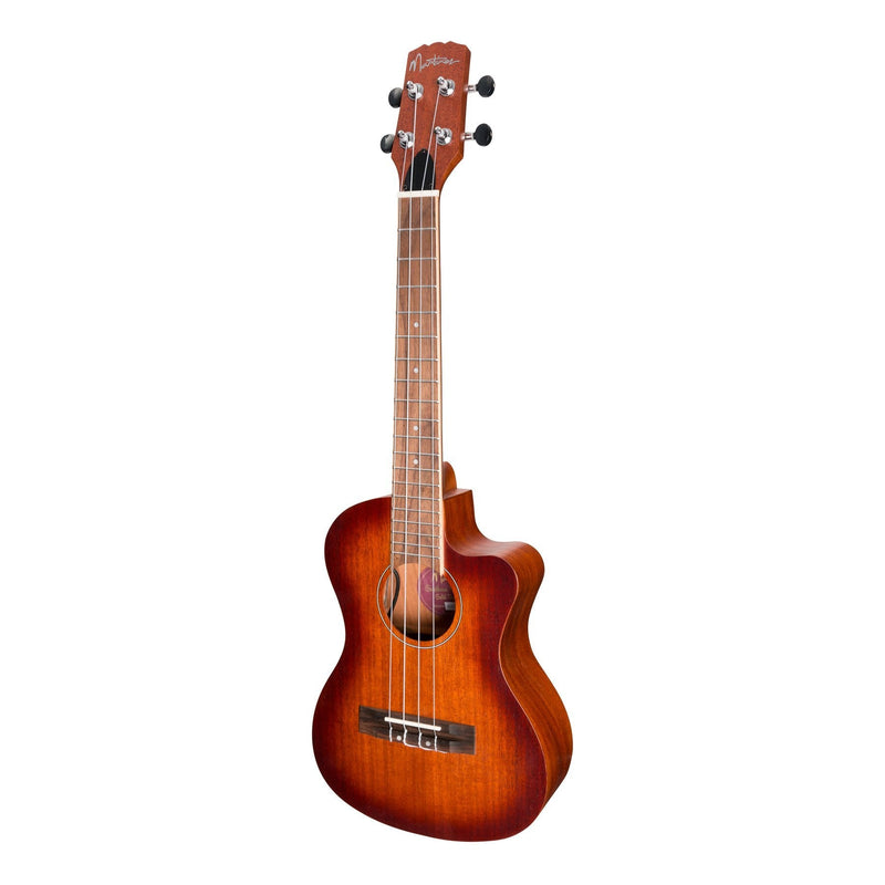 -Martinez 'Southern Belle 6 Series' Mahogany Solid Top Electric Cutaway Tenor Ukulele with Hard Case (Sunburst)-Living Music