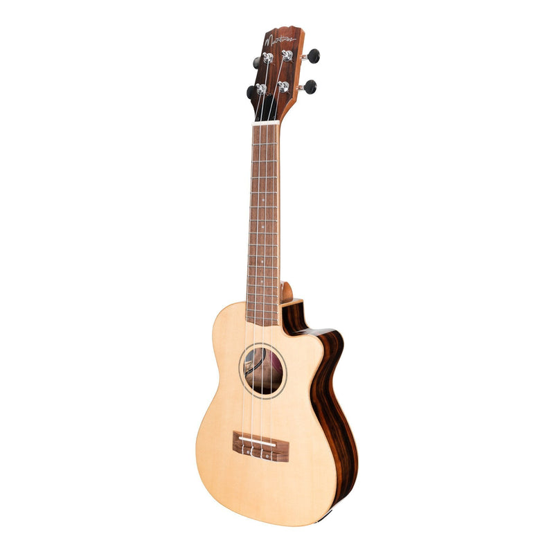 -Martinez 'Southern Belle 7 Series' Spruce Solid Top Electric Cutaway Concert Ukulele with Hard Case (Natural Gloss)-Living Music