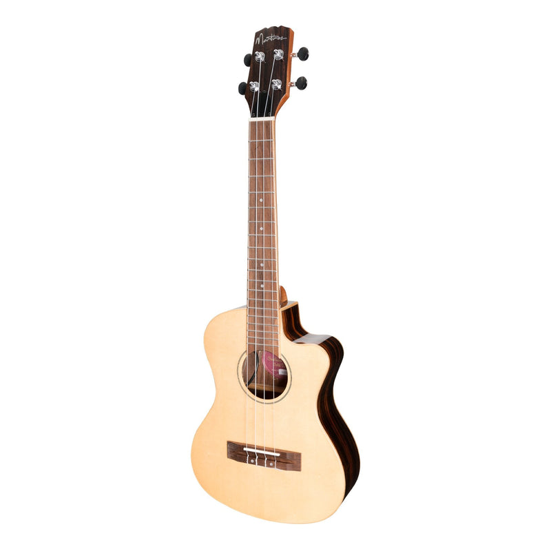 -Martinez 'Southern Belle 7 Series' Spruce Solid Top Electric Cutaway Tenor Ukulele with Hard Case (Natural Gloss)-Living Music