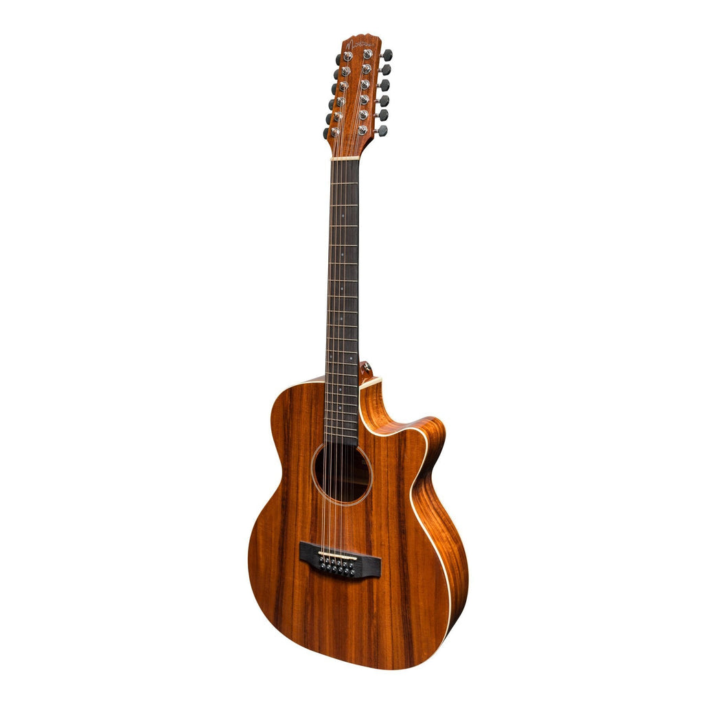 MFPC-812C-NGL-Martinez 'Southern Star Series' Koa Solid Top 12-String Acoustic-Electric Small Body Cutaway Guitar (Natural Gloss)-Living Music