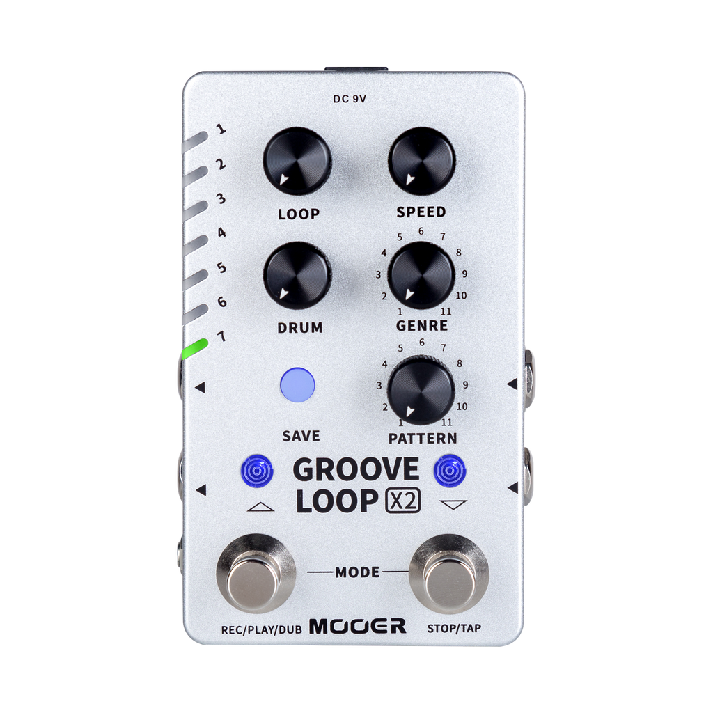 MEP-GLX2-Mooer Dual Footswitch 'Groove Loop X2' Stereo Looper Guitar Effects Pedal-Living Music
