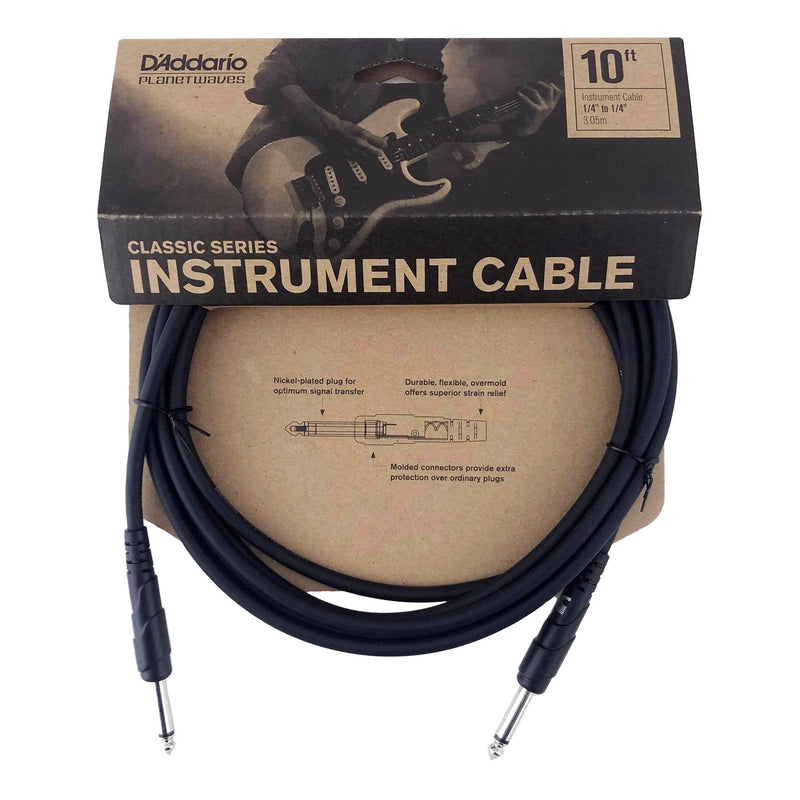 PW-CGT-10-Planet Waves 'Classic Series' 1/4" Straight Jack Instrument Cable (10ft)-Living Music