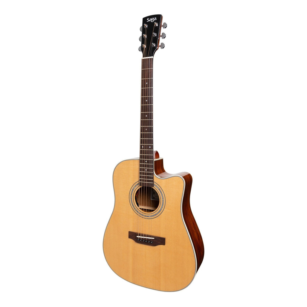 -Saga '850 Series' Solid Spruce Top Acoustic-Electric Dreadnought Cutaway Guitar (Natural Gloss)-Living Music