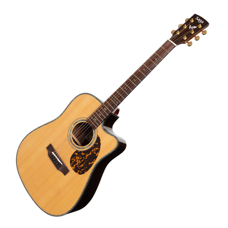 -Saga DS20 Solid Spruce Top Acoustic-Electric Dreadnought Cutaway Guitar (Natural Gloss)-Living Music