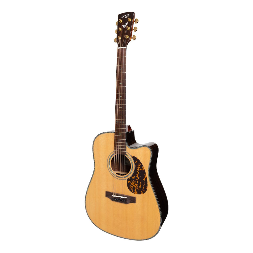 DS20C-Saga DS20 Solid Spruce Top Acoustic-Electric Dreadnought Cutaway Guitar (Natural Gloss)-Living Music