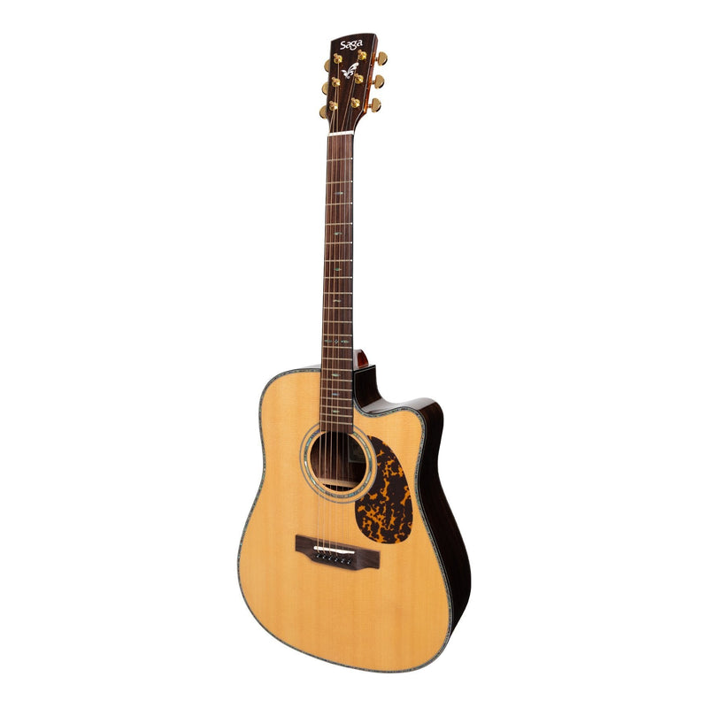 -Saga DS20 Solid Spruce Top Acoustic-Electric Dreadnought Cutaway Guitar (Natural Gloss)-Living Music