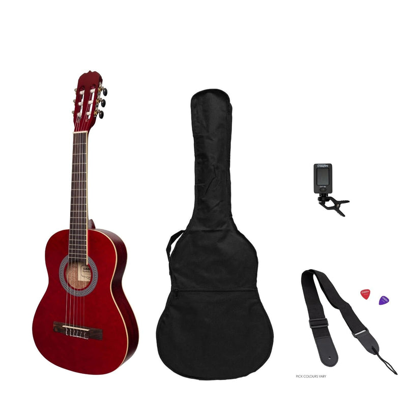 SP-C34-WRD-Sanchez 1/2 Size Student Classical Guitar Pack (Wine Red)-Living Music