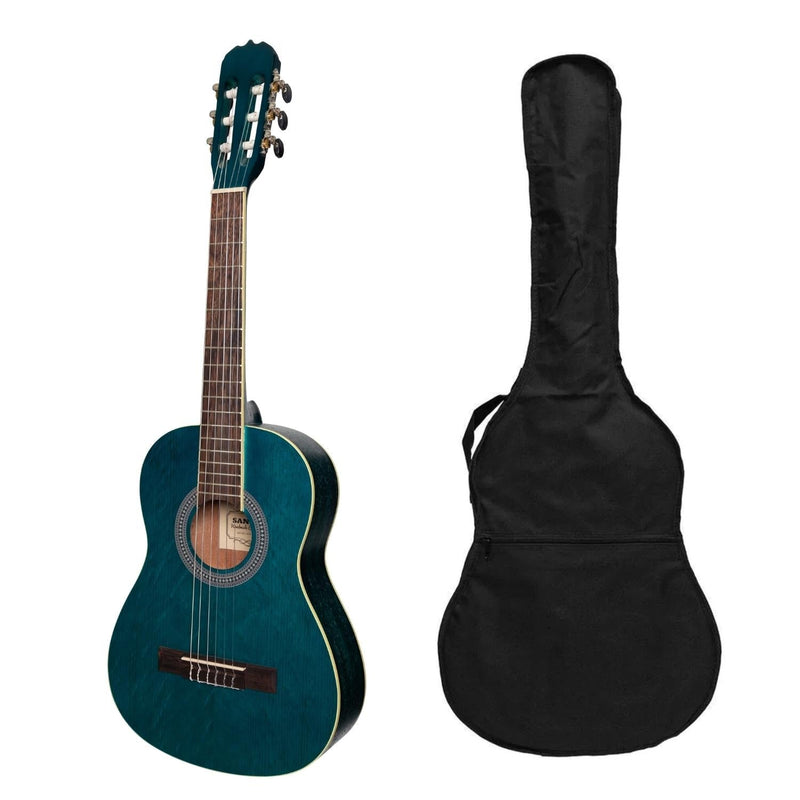 SS-C34-BLU-Sanchez 1/2 Size Student Classical Guitar with Gig Bag (Blue)-Living Music