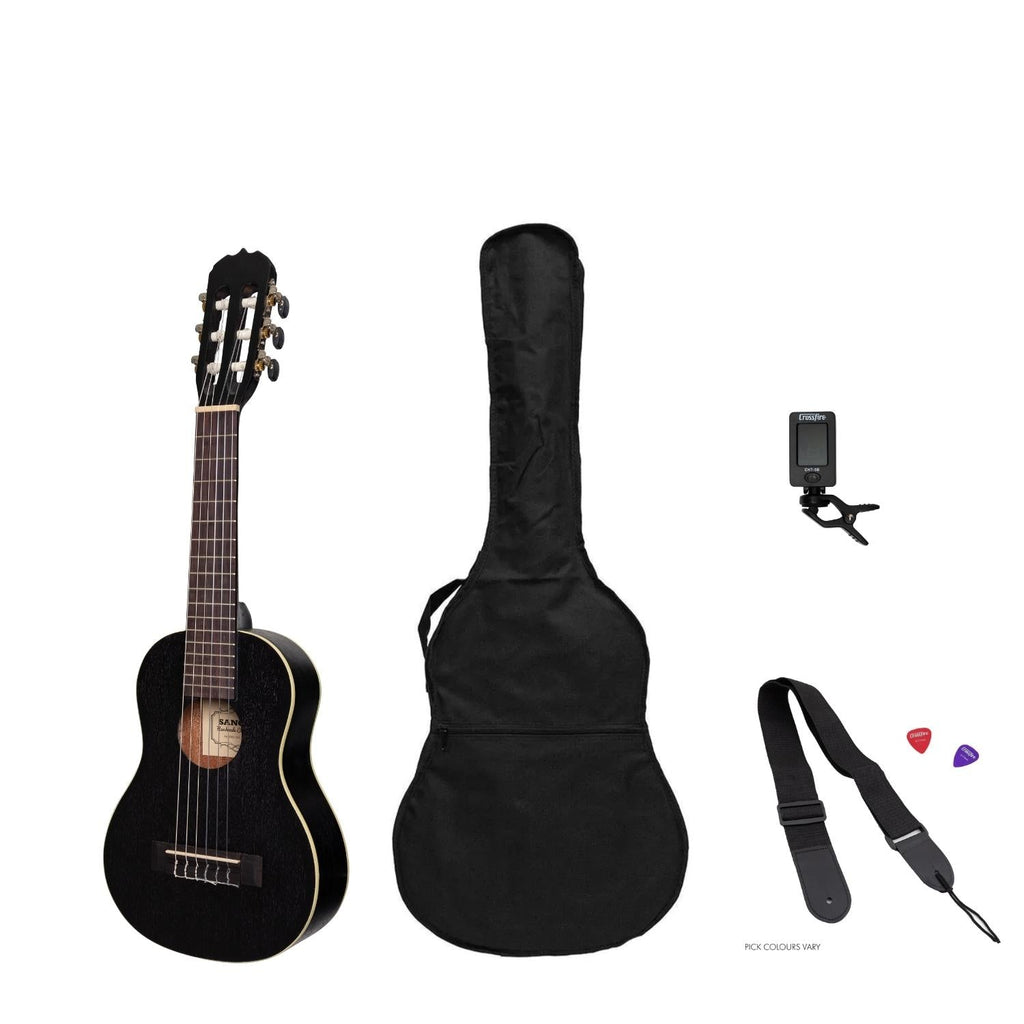 SP-C30-BLK-Sanchez 1/4 Size Student Classical Guitar Pack (Black)-Living Music