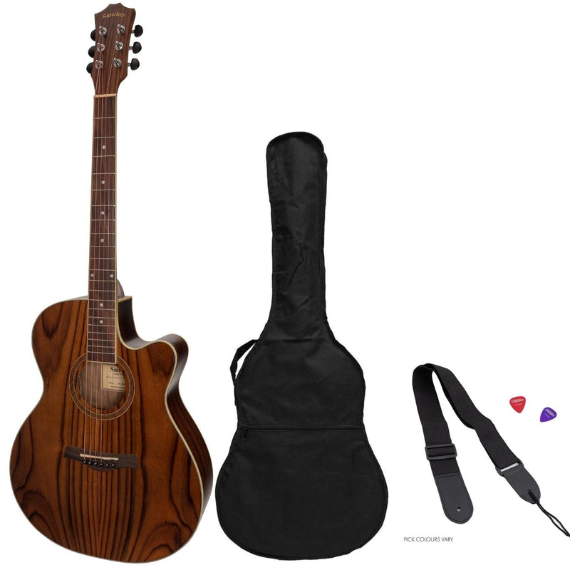 SP-F4-RWD-Sanchez Acoustic-Electric Small Body Cutaway Guitar Pack (Rosewood)-Living Music