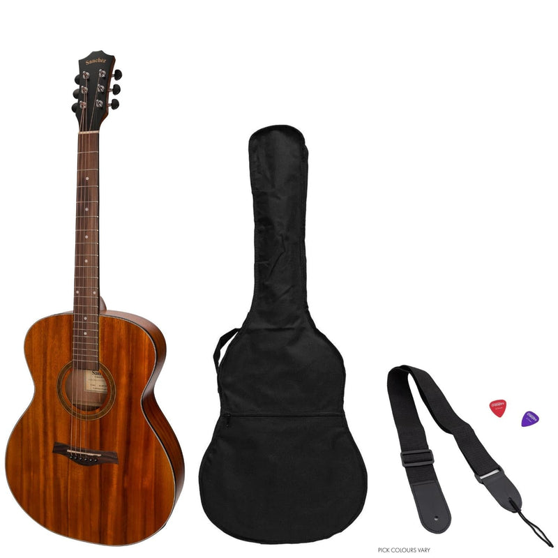 SP-F2ET-KOA-Sanchez Acoustic-Electric Small Body Guitar Pack (Koa)-Living Music