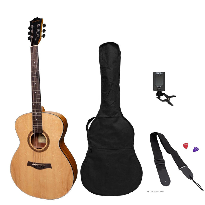 SP-F2-SK-Sanchez Acoustic Small Body Guitar Pack (Spruce/Koa)-Living Music