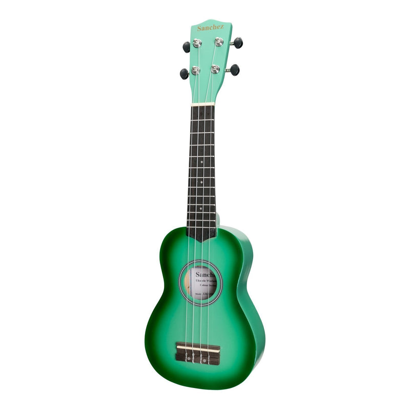 SU-CB20-GR-Sanchez 'Colourburst Series' Soprano Ukulele (Greenburst)-Living Music