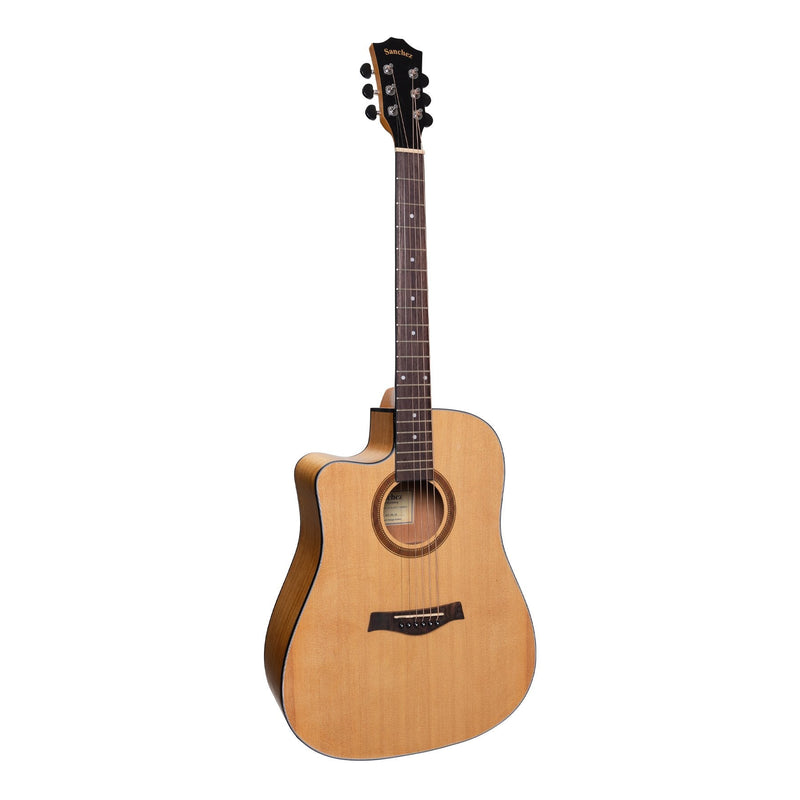 SDC-18L-SA-Sanchez Left Handed Acoustic-Electric Dreadnought Cutaway Guitar (Spruce/Acacia)-Living Music