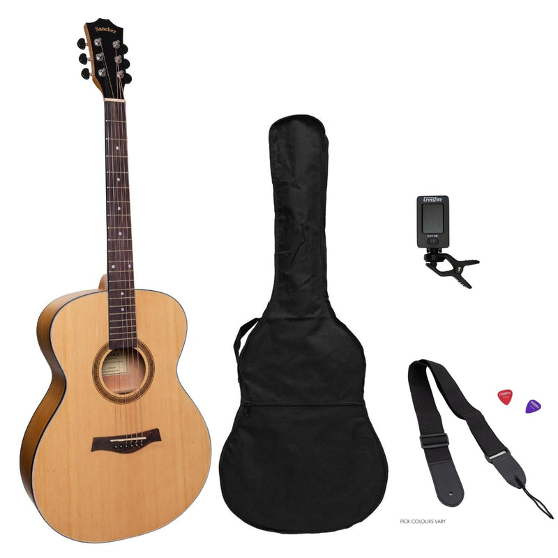 SP-F2L-SA-Sanchez Left Handed Acoustic Small Body Guitar Pack (Spruce/Acacia)-Living Music