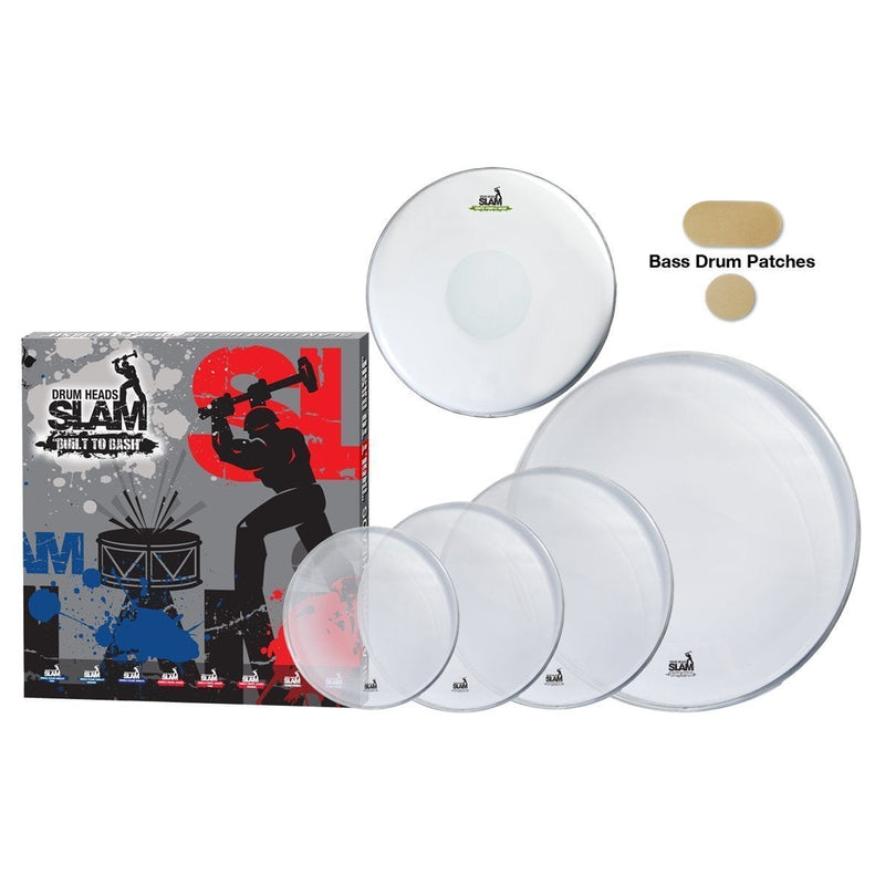 -Slam Single Ply Clear Medium Weight Rock Drum Head Pack (12"T/13"T/16"T/14"S/22"BD)-Living Music