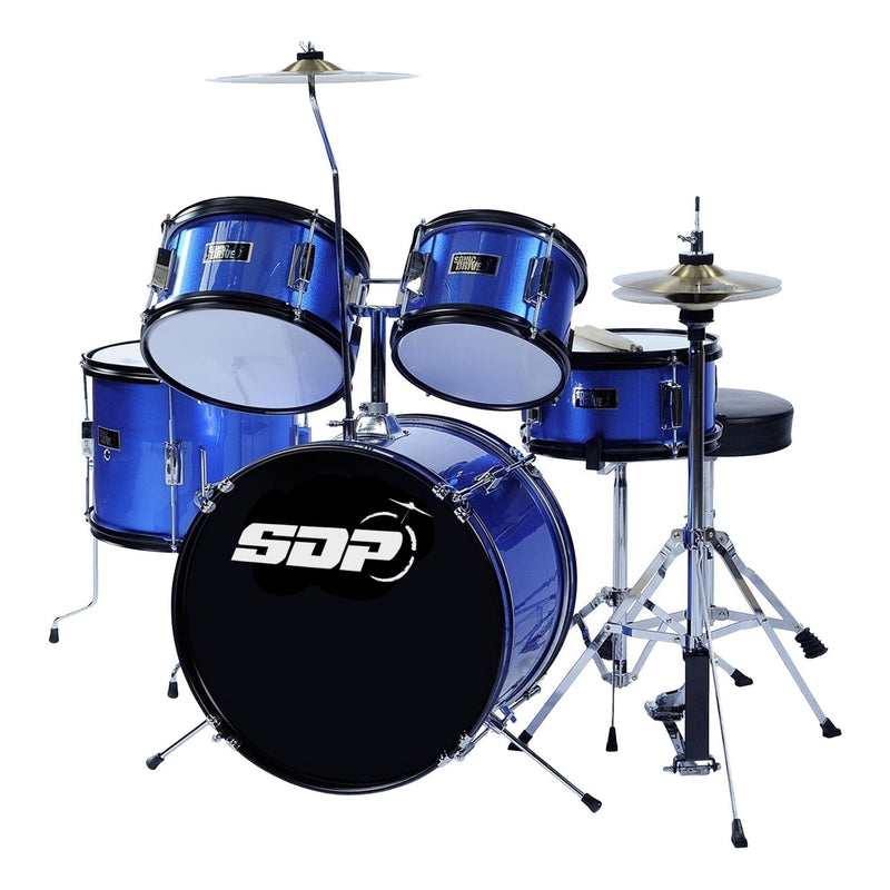 SDJ-40-MBL-Sonic Drive 5-Piece Junior Drum Kit (Metallic Blue)-Living Music