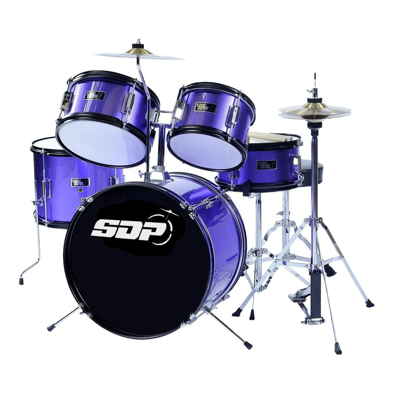 SDJ-40-PUR-Sonic Drive 5-Piece Junior Drum Kit (Metallic Purple)-Living Music