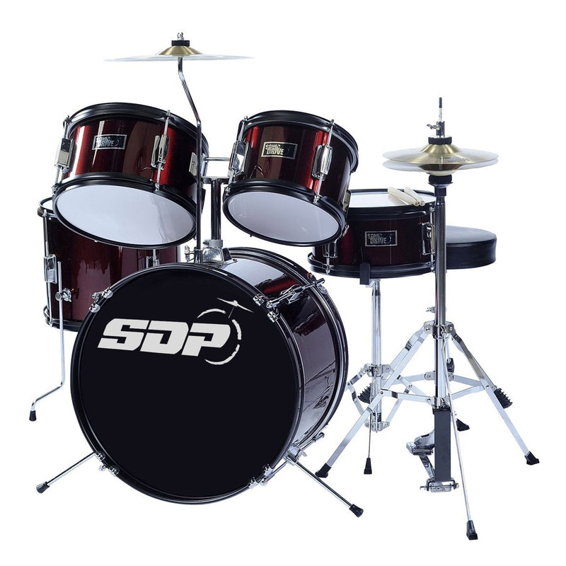 SDJ-40-MWR-Sonic Drive 5-Piece Junior Drum Kit (Metallic Wine Red)-Living Music