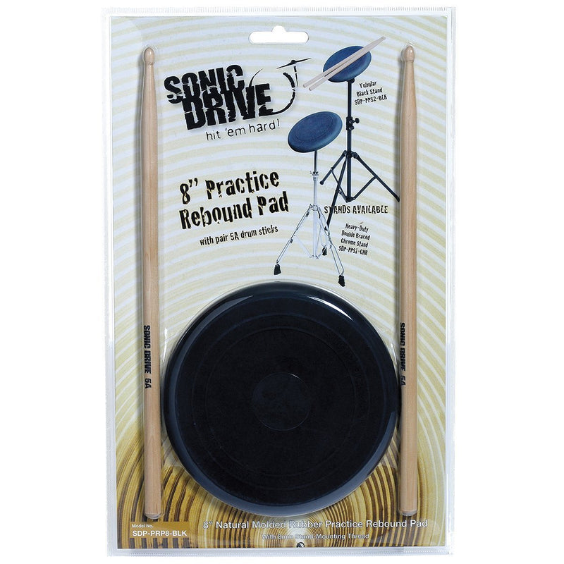 SDP-PRP8-BLK-Sonic Drive Natural Rebound Drum Practise Pad Set (8")-Living Music