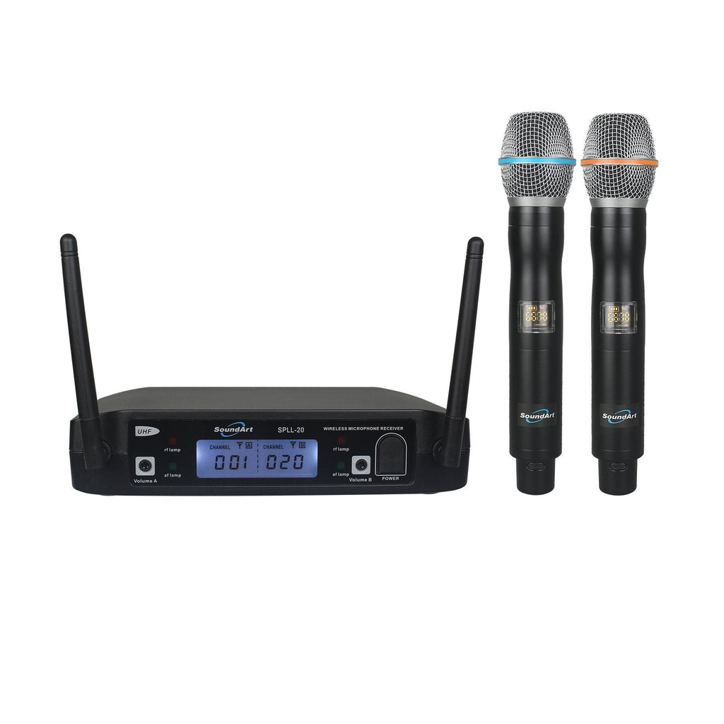 SPLL-20-2M-SoundArt Dual Channel UHF Wireless Microphone System with 2 x Handheld Mics-Living Music