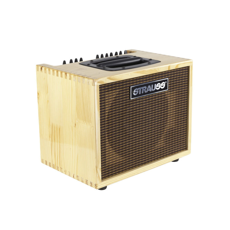 -Strauss 60 Watt Acoustic Guitar Combo Amplifier with Effects (Natural Gloss)-Living Music