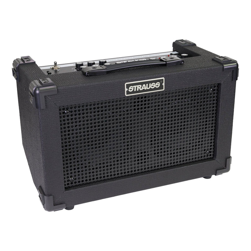 -Strauss 'Streetbox' 20 Watt Solid State Rechargeable DC Amplifier (Black)-Living Music