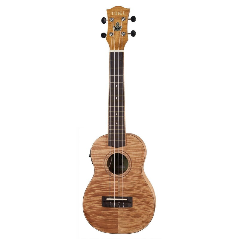 -Tiki '2 Series' Mahogany Flame Top Concert Electric Ukulele with Gig Bag (Natural Satin)-Living Music