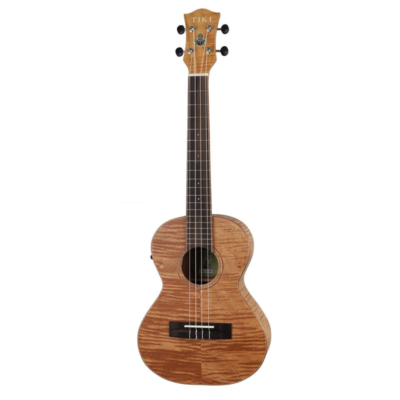 -Tiki '2 Series' Mahogany Flame Top Tenor Electric Ukulele with Gig Bag (Natural Satin)-Living Music