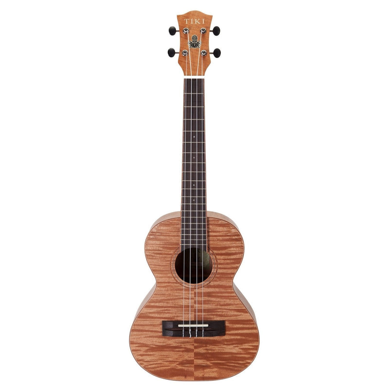 TFMT-2-NST-Tiki '2 Series' Mahogany Flame Top Tenor Ukulele with Gig Bag (Natural Satin)-Living Music