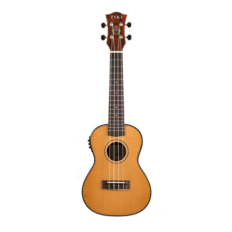 -Tiki '22 Series' Spruce Solid Top Electric Concert Ukulele with Hard Case (Natural Gloss)-Living Music