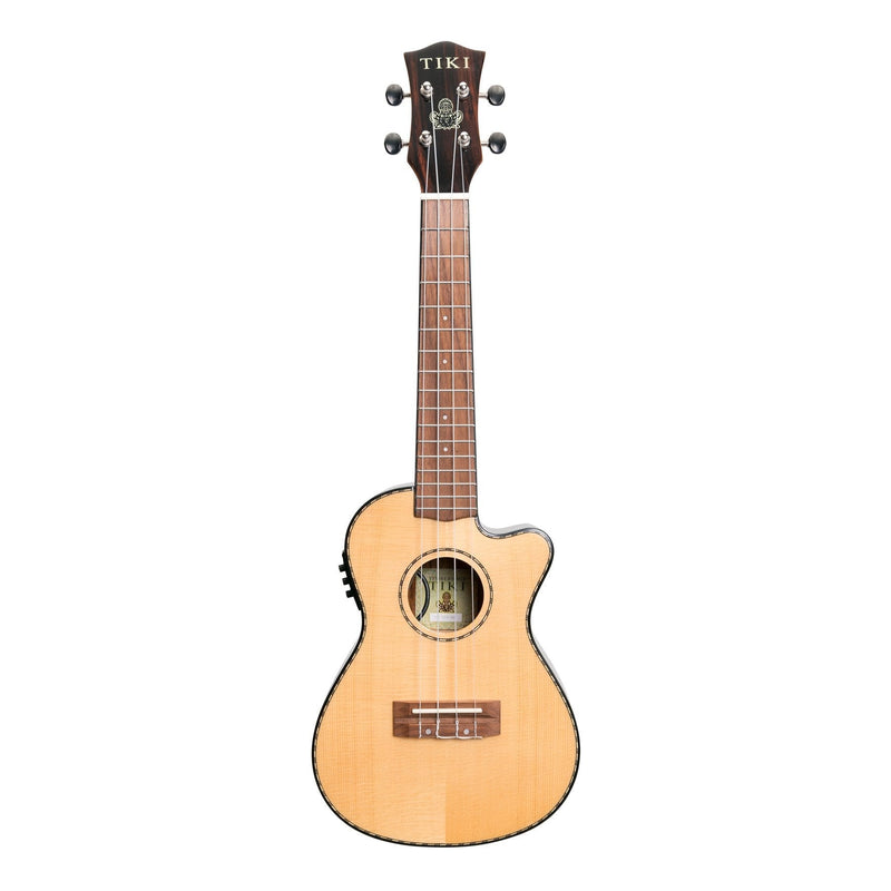 -Tiki '22 Series' Spruce Solid Top Electric Cutaway Concert Ukulele with Hard Case (Natural Gloss)-Living Music