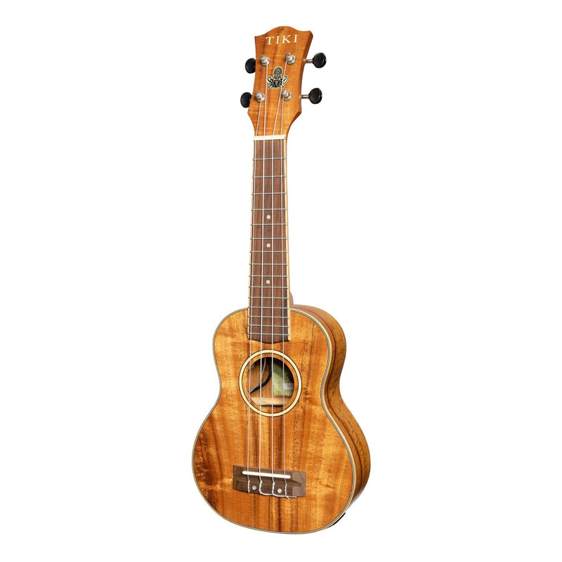 TKS-3P-NST-Tiki '3 Series' Koa Electric Soprano Ukulele with Gig Bag (Natural Satin)-Living Music