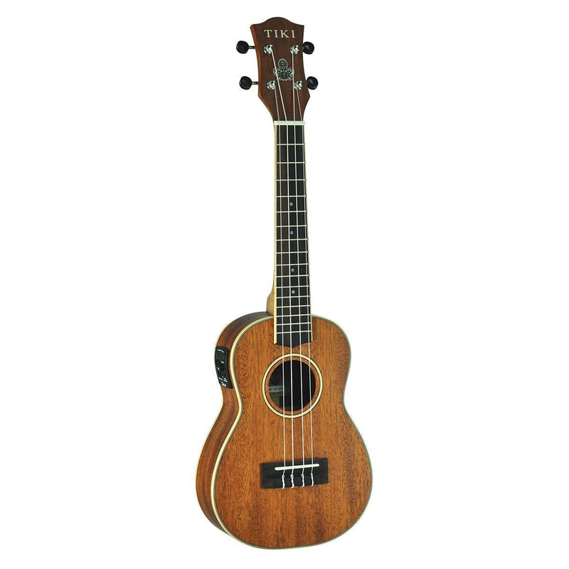 -Tiki '5 Series' Mahogany Solid Top Electric Concert Ukulele with Hard Case (Natural Satin)-Living Music