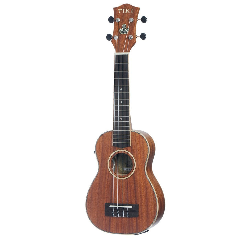 TMS-5P-NST-Tiki '5 Series' Mahogany Solid Top Electric Soprano Ukulele with Hard Case (Natural Satin)-Living Music