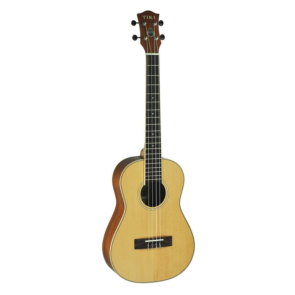 TSB-6-NST-Tiki '6 Series' Spruce Solid Top Baritone Ukulele with Hard Case (Natural Satin)-Living Music