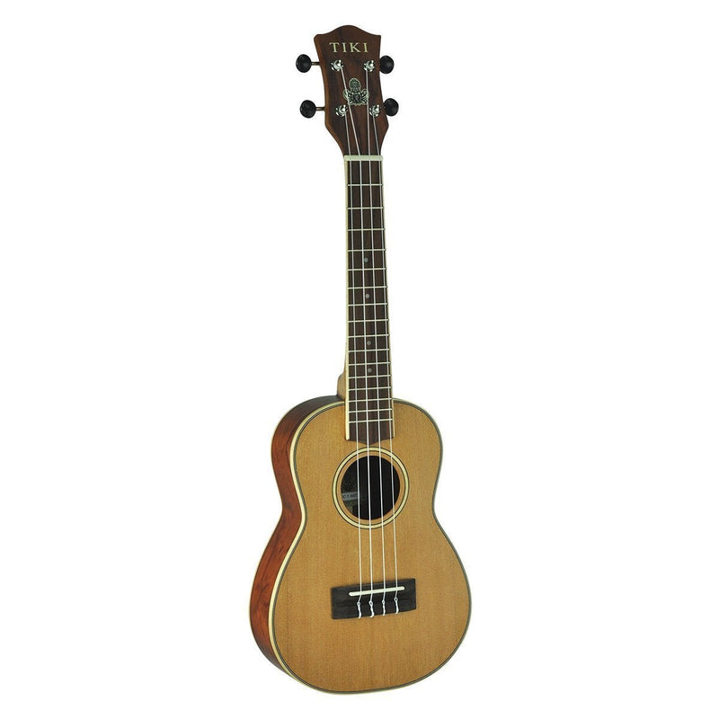 -Tiki '7 Series' Cedar Solid Top Concert Ukulele with Hard Case (Natural Satin)-Living Music