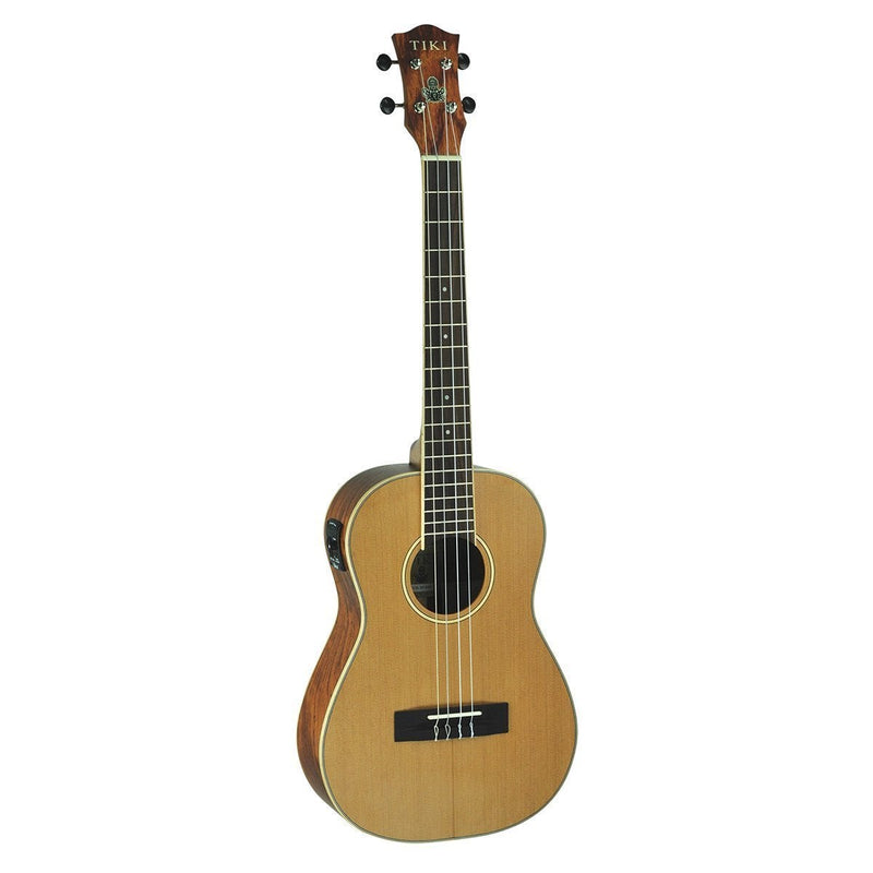 TCB-7P-NST-Tiki '7 Series' Cedar Solid Top Electric Baritone Ukulele with Hard Case (Natural Satin)-Living Music