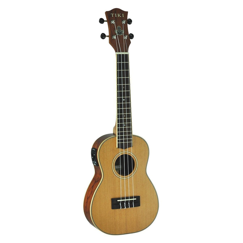 -Tiki '7 Series' Cedar Solid Top Electric Concert Ukulele with Hard Case (Natural Satin)-Living Music