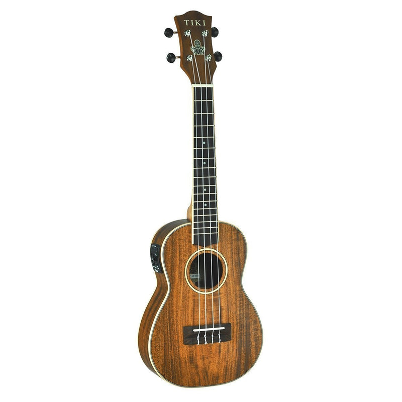 -Tiki '9 Series' Koa Solid Top Electric Concert Ukulele with Hard Case (Natural Satin)-Living Music