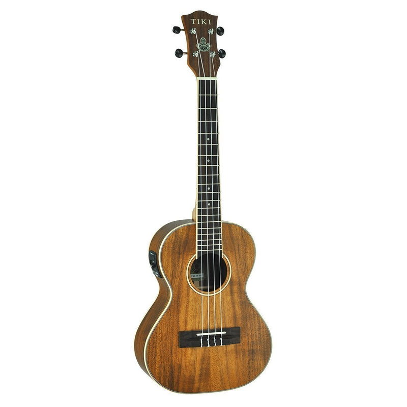 -Tiki '9 Series' Koa Solid Top Electric Tenor Ukulele with Hard Case (Natural Satin)-Living Music