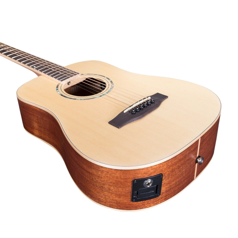 -Timberidge '1 Series' Left Handed Spruce Solid Top Acoustic-Electric Traveller Mini Guitar (Natural Satin)-Living Music