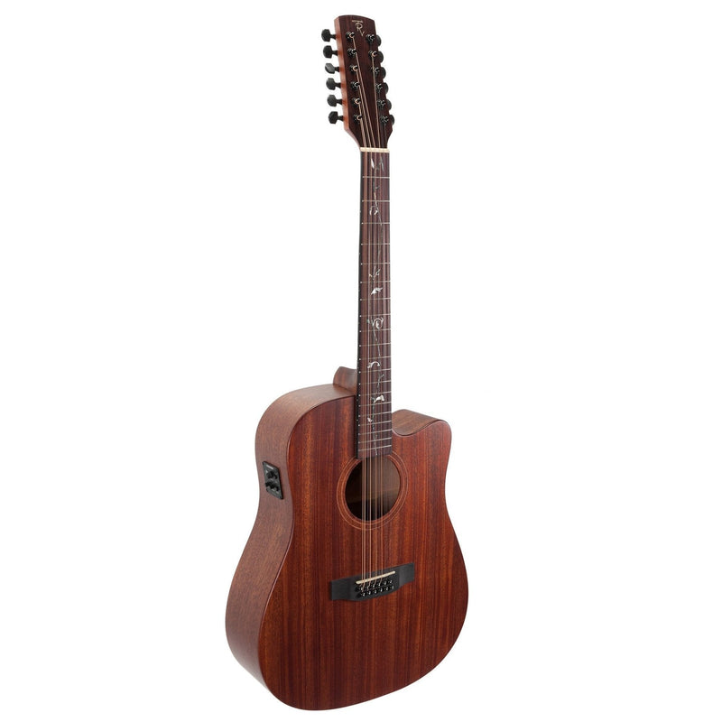 TRC-MM12T-NST-Timberidge 'Messenger Series' 12-String Mahogany Solid Top Acoustic-Electric Dreadnought Cutaway Guitar with 'Tree of Life' Inlay (Natural Satin)-Living Music