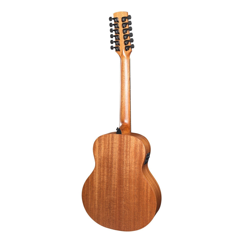 TRT-MM12-NST-Timberidge 'Messenger Series' 12-String Solid Mahogany Top Acoustic-Electric TS-Mini Guitar (Natural Satin)-Living Music