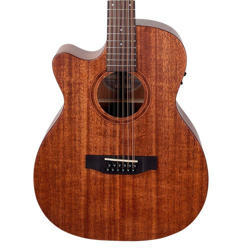 TRFC-MM12L-NST-Timberidge 'Messenger Series' Left Handed 12-String Mahogany Solid Top Acoustic-Electric Small Body Cutaway Guitar (Natural Satin)-Living Music