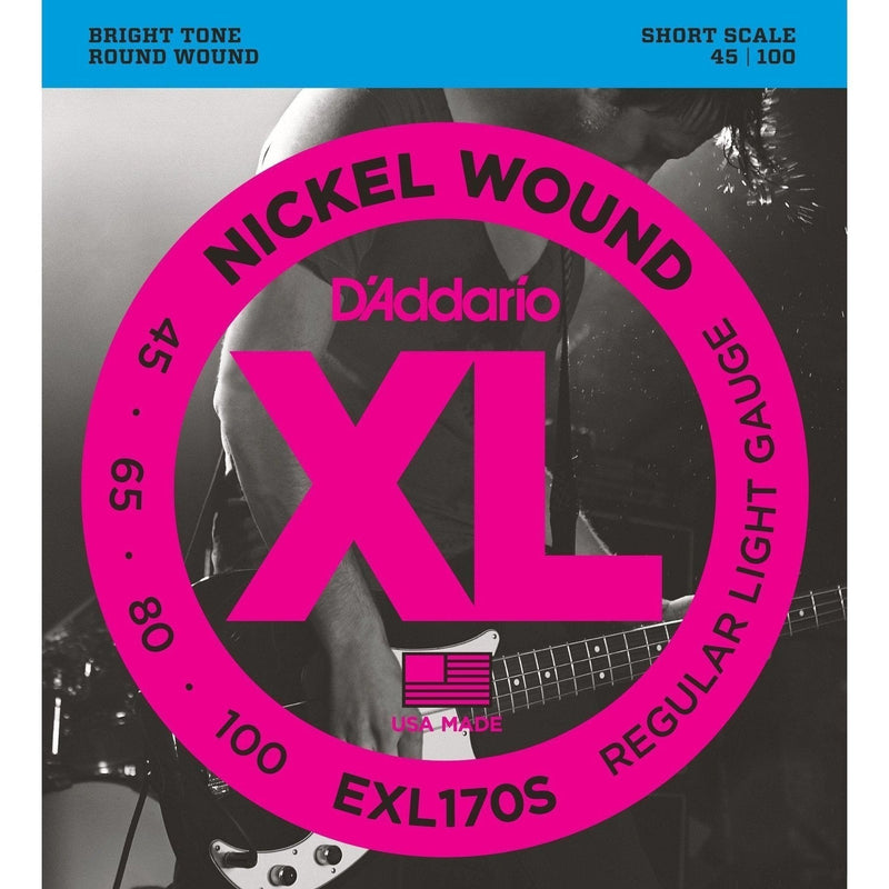 EXL170S-D'Addario EXL170S Regular Light Short Scale Bass Guitar Strings (45-100)-Living Music